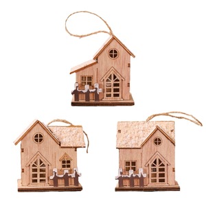 Petite maison en bois illuminée, nouvelle décoration de Noël créative transfrontalière pour bureau, décoration de sapin de Noël en forme de cabane en bois - Product Image 5