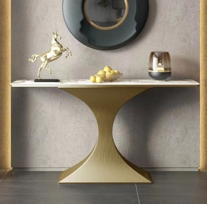 Modern Marble Entryway <strong>Console</strong> <strong>Table</strong> with <strong>Mirror</strong> Storage Iron Living Room Furniture for Villa Use - Product Image 6