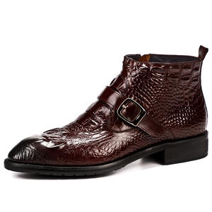 <span class=keywords><strong>Stivali</strong></span> da Uomo in Pelle con Motivo <span class=keywords><strong>Coccodrillo</strong></span>, Punta Affusolata, Scarpe Formali da Ufficio in Pelle Bovina - Product Image 6