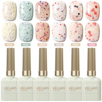 XEIJAYI Nouveau Vernis à Ongles Gel Cyber Rouge Yaourt Blanc Oreo 15ml Paillettes Blanches Crémeuses UV Style Français CPNP