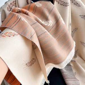 Bufanda de Cachemira Sintética con Logotipo Personalizado, Jacquard de Trigo, Dos Tonos, Reversible, para Otoño e Invierno, Venta Directa de Fábrica al Por Mayor - Product Image 3
