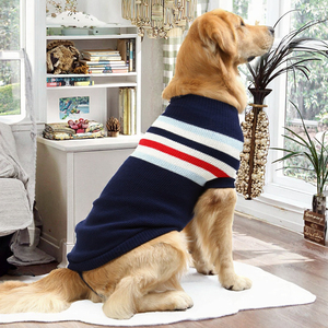 Suéteres de Lujo para Perros Grandes, Otoño-Invierno, Estilo Británico, Ropa Nueva para Mascotas, Diseño a Rayas para Labrador, <span class=keywords><strong>Golden</strong></span> Retriever, Teddy, Prendas Clásicas 100% - Product Image 6