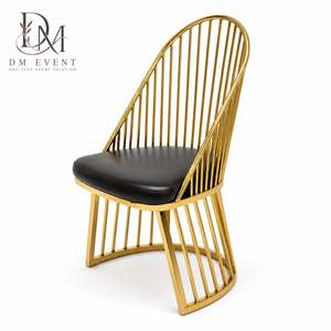 Silla de Comedor Moderna Personalizada de Acero Inoxidable Dorado con Respaldo Alto y Cojín Negro para Hoteles y Eventos de Boda - Product Image 2