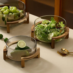 Bols à salade décoratifs à fruits transparents et écologiques Bassin en verre borosilicaté en plastique transparent Plat contemporain durable - Product Image 2