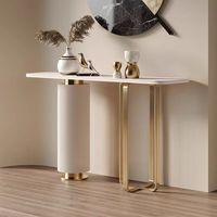 Table console d'entrée moderne de luxe en panneau de roche avec applique murale, table d'appoint simple en métal pour couloir, idéale pour hôtel et salon
