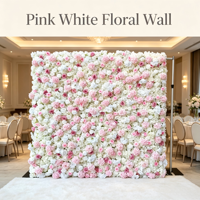 Panneaux muraux de fleurs artificielles roses, blanches et hortensias, réutilisables, imperméables, détachables, toile de fond florale moderne/romantique pour la décoration