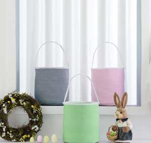 Panier de rangement portable personnalisé, brodé, décorations de maison pour les fêtes, panier de Pâques à carreaux pour enfants - Product Image 1