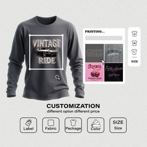 New <b>Men's</b> Casual Retro Style Long Sleeve T-Shirt High Quality 100% Cotton Autumn Wear with Front Logo Cut Out Cartoon Design - Product Image 6