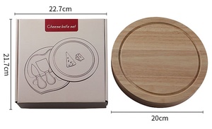 Ensemble d'outils à fromage <span class=keywords><strong>rond</strong></span> en acier inoxydable à 4 pièces, couteau à fromage et planche à <span class=keywords><strong>découper</strong></span> en <span class=keywords><strong>bois</strong></span> pour les amateurs de fromage - Product Image 3