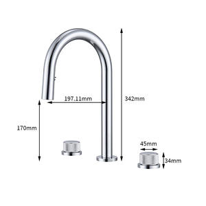 حنفية حمام منفصلة بثلاث فتحات من هونغديك، مصنوعة من الذهب المصقول، تُثبت على سطح الطاولة، مناسبة للمطبخ وغسل الخضروات - Product Image 4