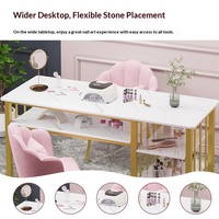 Ensemble table et chaise de salon de manucure, design moderne et tendance, plateau en marbre blanc, MDF, table à ongles multifonctionnelle simple