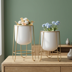 Modern Luxury Gold Black Floor <b>Standing</b> Flower Pot Living Room Decorative Metal Table <b>Vase</b> Iron Flower Holder - Product Image 5