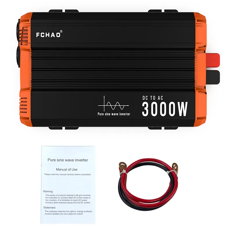 FCHAO 3000W 3KW 6000W Inversor de onda sinusoidal pura 12V 24V 48V DC a 220V 110V Convertidor de CA para el hogar, RV, Camping, Solar fuera de la red