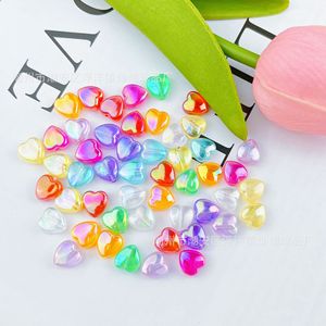 Perles acryliques irisées en forme de cœur colorées 9 mm, perles en vrac pour la fabrication de bracelets et de colliers DIY, fournitures artisanales - Product Image 2