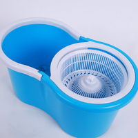 Système de nettoyage domestique à 360 degrés, serpillière rotative, tête de serpillière en acier inoxydable, tube en acier inoxydable avec panier en plastique haute capacité
