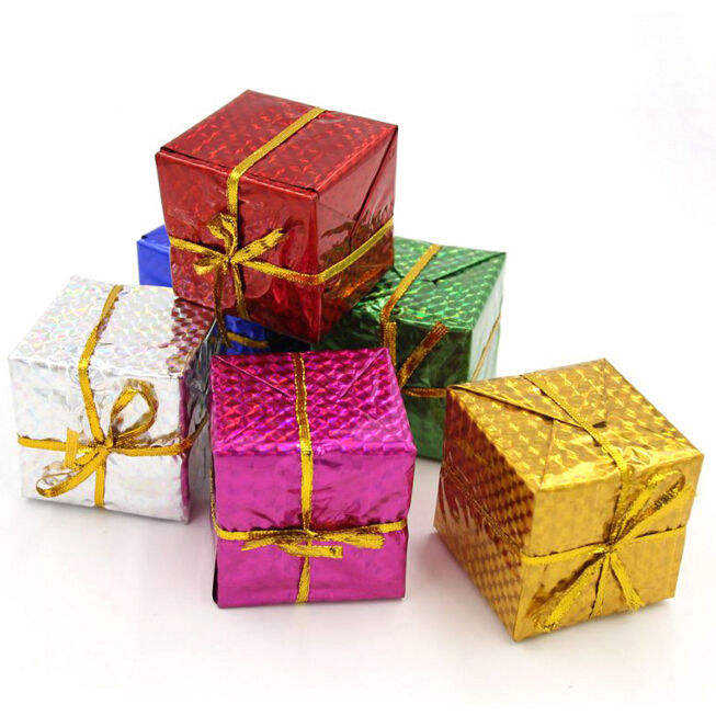 Supply Manufacturers Wholesale Christmas Decorations Gift Box Small Pendant Christmas Tree Decoration Laser Foam Small Gift