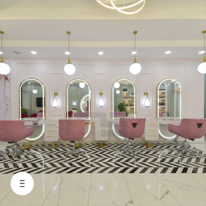 Estación de peinado de muebles de barbería de doble cara, estación de espejo de Salón Dorado con luces Led para peluquería - Product Image 4