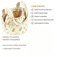 Sac à main suspendu pour poussette avec bord festonné, imprimé mignon, pour rangement de couches, idéal pour les voyages, fabriqué sur mesure