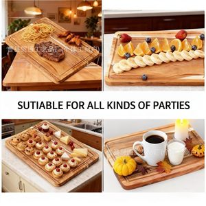 Wooden Square Serving <b>Tray</b> For Steaks <b>Snacks</b> Party Platter Durable Residential Use - Product Image 4