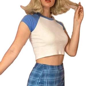 Haute qualité nouvelle mode en gros à manches courtes haut court femmes danse personnalisé haut court t-shirt avec sonnerie femmes bébé t-shirts - Product Image 1