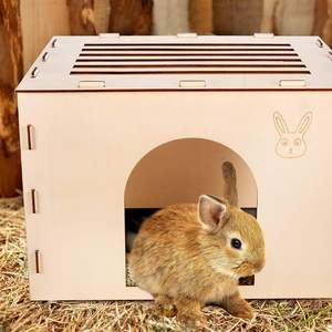 JUNJI-Muebles de Interior para mascotas, <span class=keywords><strong>Castillo</strong></span> de escondite de conejo y conejito de madera para gatos, chinchillas, cobayas y otros animales pequeños - Product Image 6