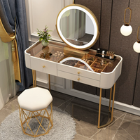 Moderne Simple 3C Chambre Coiffeuse Isolé Verre Trempé Luxe Miroir Éclairé Rangement Petite Famille Maquillage Vanité