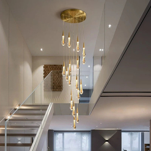 Lustre élégant en cristal en forme de goutte de pluie à suspendre verticalement <span class=keywords><strong>pour</strong></span> escalier, atrium, vestibule - Product Image 4