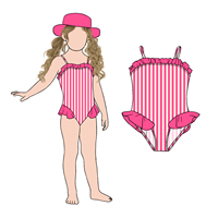 Little Glow Kid Grosir Pakaian Renang Anak Perempuan Model Ruffle Mewah untuk Musim Panas, Cocok untuk Berenang di Pantai