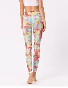 2024 New designer hot selling printed leggings women's skinny pants custom floral printing high waist Cheaper gym yoga tights