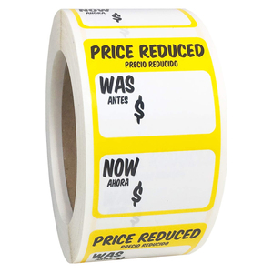 Étiquettes de prix inscriptibles en papier jaune à prix réduit Vente au détail personnalisée Étiquettes adhésives de promotion rectangulaires de 2x3 pouces Autocollants - Product Image 1