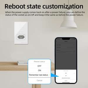 Interruptor de pared táctil Tuya de 2 botones Wifi/Zigbee, estándar brasileño, con enchufe inteligente brasileño - Product Image 4