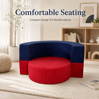 Pouf pliant rond en tissu avec housse zippée, color-block, en mousse, chaise de sol une place pour enfants et salon