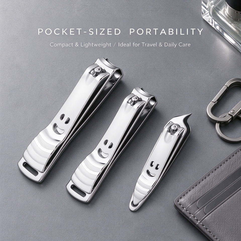 Happy Nail Clipper 3 Piece Easy to Press Rust Prevention Sharp Blade ...