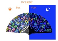 Éventail en bambou Kung Fu 33 cm, écologique, art populaire, peinture UV luminescente, décoration intérieure, occasions de fête du Nouvel An chinois, modèle Gs675