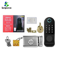 Serrure de porte intelligente Keysecu avec application Tuya Cloud, cylindre électrique à empreintes digitales pour système de contrôle d'accès de porte en bois