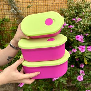 OEM ODM Food Grade Custom Print Logo Packing Convenient Proposal <b>Storage</b> Reusable Silicone Food <b>Container</b> for Children - Product Image 2