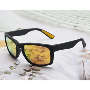 2023 wholesale high quality sunglasses TR square rubber frame custom men outdoor inserted logo sunglasses polarized