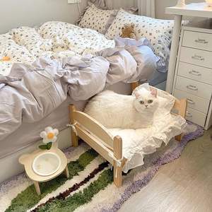 Princess <span class=keywords><strong>Bed</strong></span> voor katten en honden Massief houten constructie Winterwarmte Vier seizoenen te gebruiken Afneembaar en wasbaar - Product Image 4