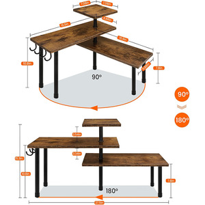 Estante de esquina para baño de 60x70 cm, estantería de almacenamiento de 3 niveles de madera y metal para artículos de cuidado personal, duradera, para montar en la pared - Product Image 5