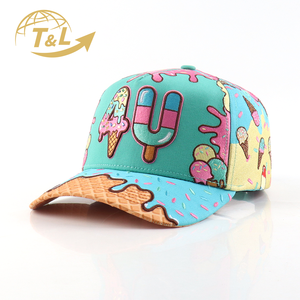 Gorras de Béisbol Unisex de 5 Paneles con Estampado Animal, Tela de Algodón, Logotipo Bordado en 3D Personalizado, Visera Curva Ajustable, 4u New Fashion - Product Image 1