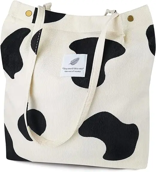 Large capacity single shoulder portable students office workers wholesale designed tote bags handbag corduroy bag
