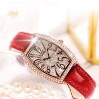 Jam Tangan Wanita Model Baru 2022 Bentuk Oval Kecil Retro dengan Tali Kulit Asli Poliester dan Kristal Berlian