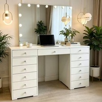 Table de toilette minimaliste en MDF de qualité supérieure avec miroir LED intelligent et tiroirs multi-compartiments – Mobilier de chambre moderne