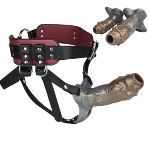 Funda de estimulación con cuentas para el glande, funda hueca para pene con correa, para extensión y agrandamiento del pene, con anillo para el pene, soporte de ayuda sexual, juguetes sexuales - Product Image 1