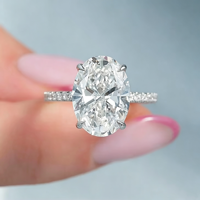 Bague pavée en diamant de laboratoire certifié IGI pour femmes, personnalisée en or 10K, 14K, 18K, ovale, VVS, diamant créé en laboratoire, bague de fiançailles