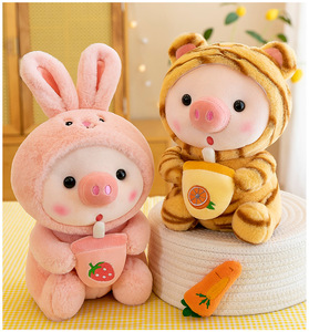 Set di Peluche a Forma di <span class=keywords><strong>Maiale</strong></span> con Cappuccio OEM ODM, Simpatico <span class=keywords><strong>Maiale</strong></span> che Beve Bubble Tea, Giocattolo Imbottito per Bambini, Regalo Certificato CE ISO9001 EN71 - Product Image 3