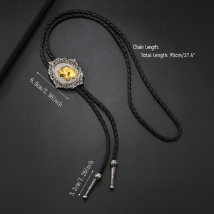 Nuevo Producto: Collar de Cuero con Diseño de Cabeza de Caballo y Cabeza de Vaca, Estilo Bolo Tie para Hombres y Mujeres - Product Image 5