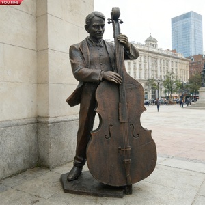 YOUFINE Statue de <span class=keywords><strong>Violoncelle</strong></span> en Bronze Taille Réelle, Sculpture de Celliste, Statue de Musicien pour Décoration d'Événements en Place Publique - Product Image 4