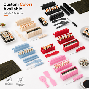 Ensemble de 11 pièces pour faire des sushis, kit de moules en PP de qualité alimentaire avec spatule et couteau pour faire des sushis facilement à la maison - Product Image 5