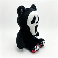 Ours en peluche d'Halloween mignon et effrayant avec masque d'horreur, poupée assise en peluche, cadeau pour adolescents et adultes, collection pour fête et étagère